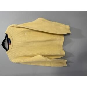 Vintage 90's Chaps Ralph Lauren Yellow Cable knit Crewneck Sweater, Large